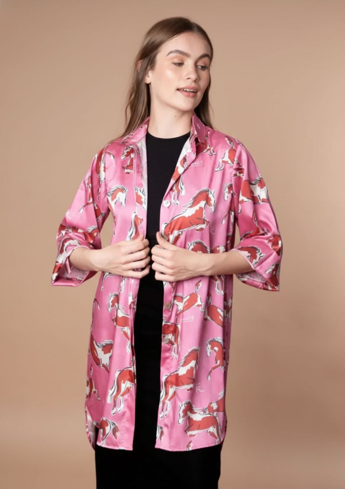 Amalia Shirt - Dress | Volt Print | Cerise - RönnerDressXS