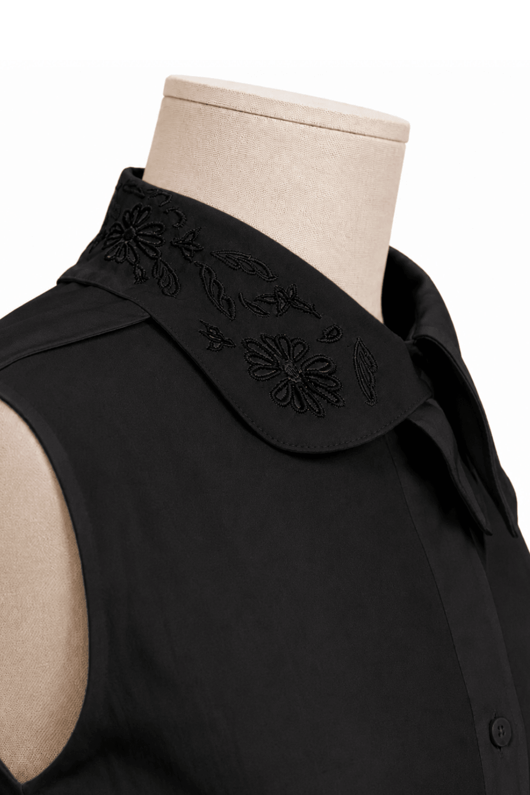 Annie Florale Embroidered Cotton Dress | Black - RönnerDressBlack