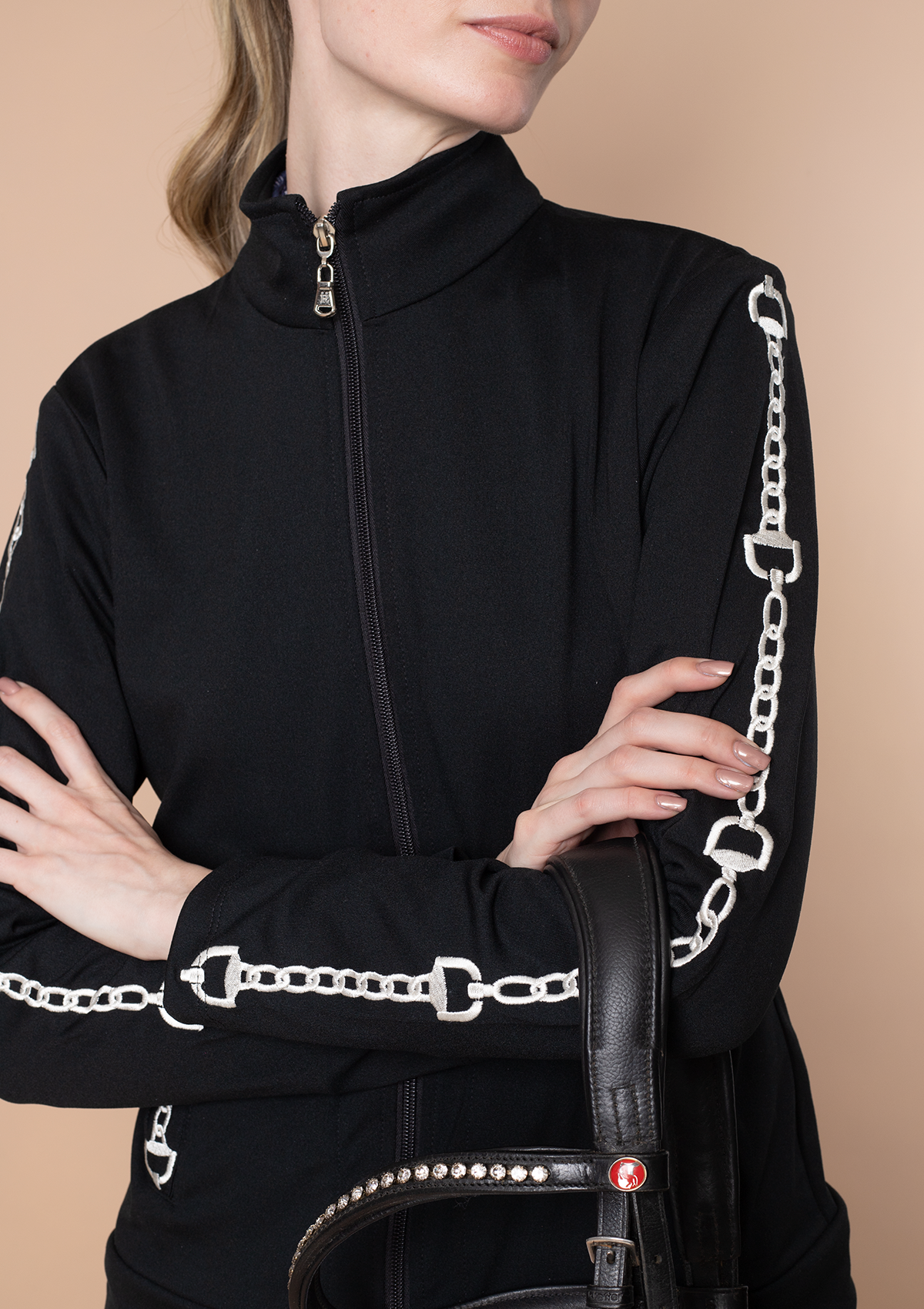 Ava Embroidered Zip Jacket | Black - Rönner