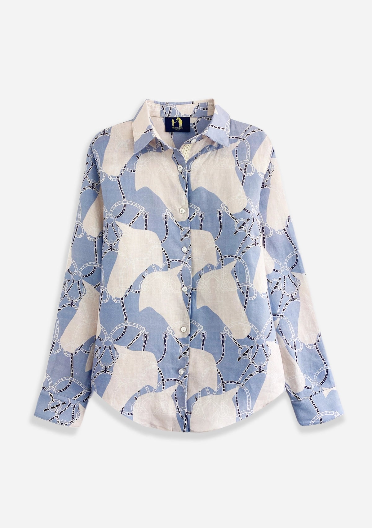Basic Linen Shirt | Saddlery Print | Azure