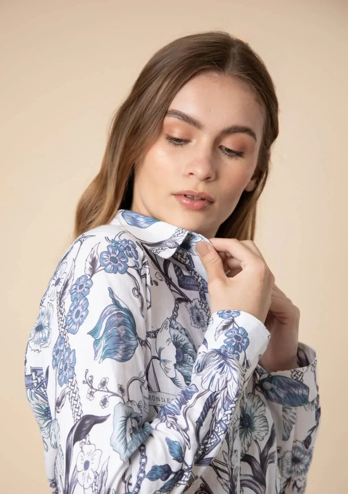 Basic Linen Shirt | Botany Print | Blue & White - RönnerShirtsS