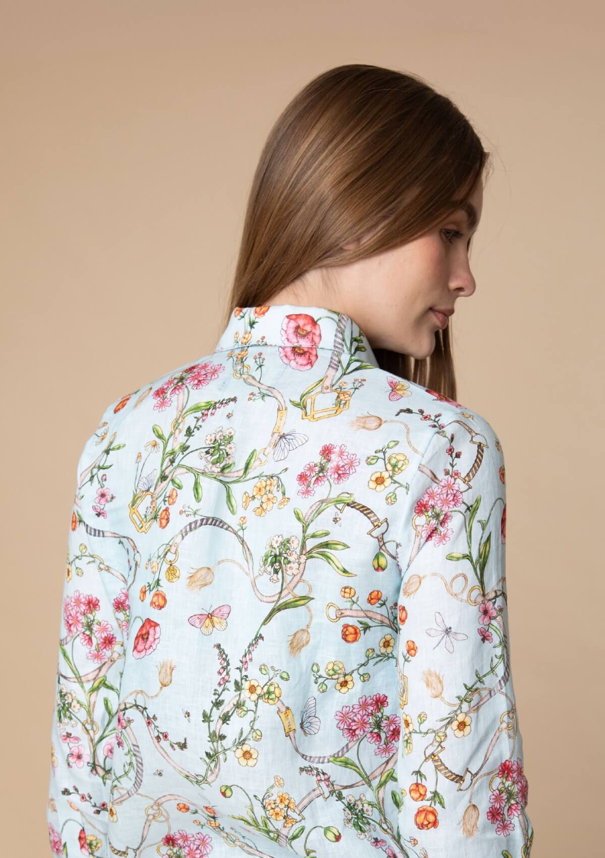 Basic Linen Shirt | Herbaria Print | Aqua