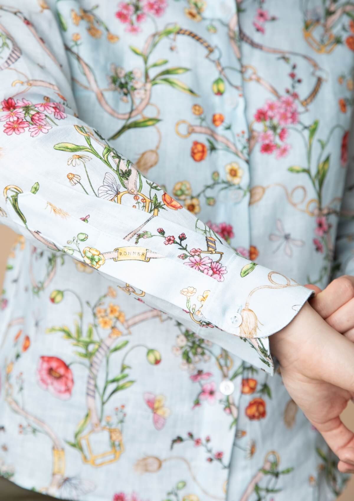 Basic Linen Shirt | Herbaria Print | Aqua