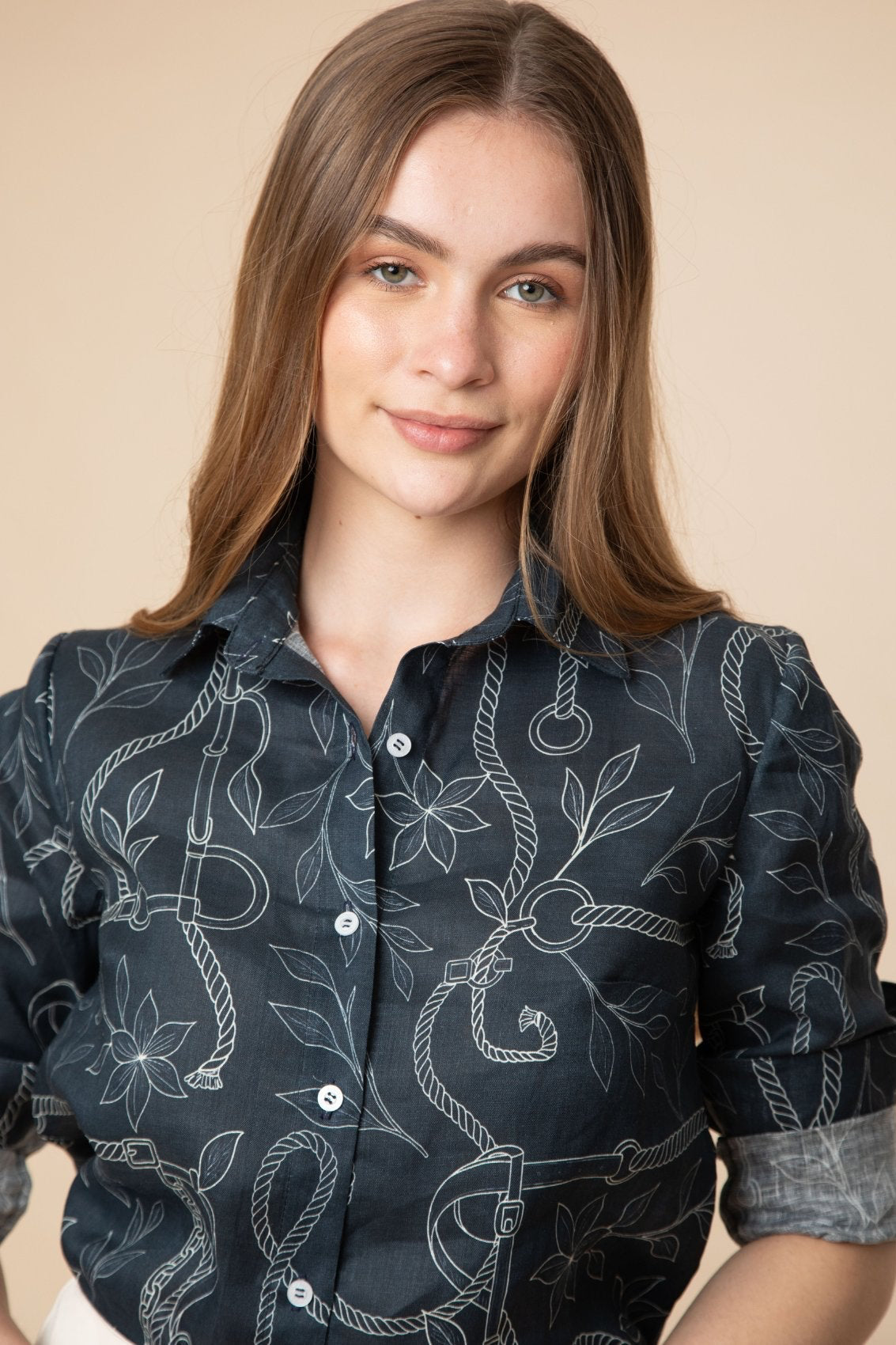 Basic Linen Shirt Ropes Print - RönnerOcean