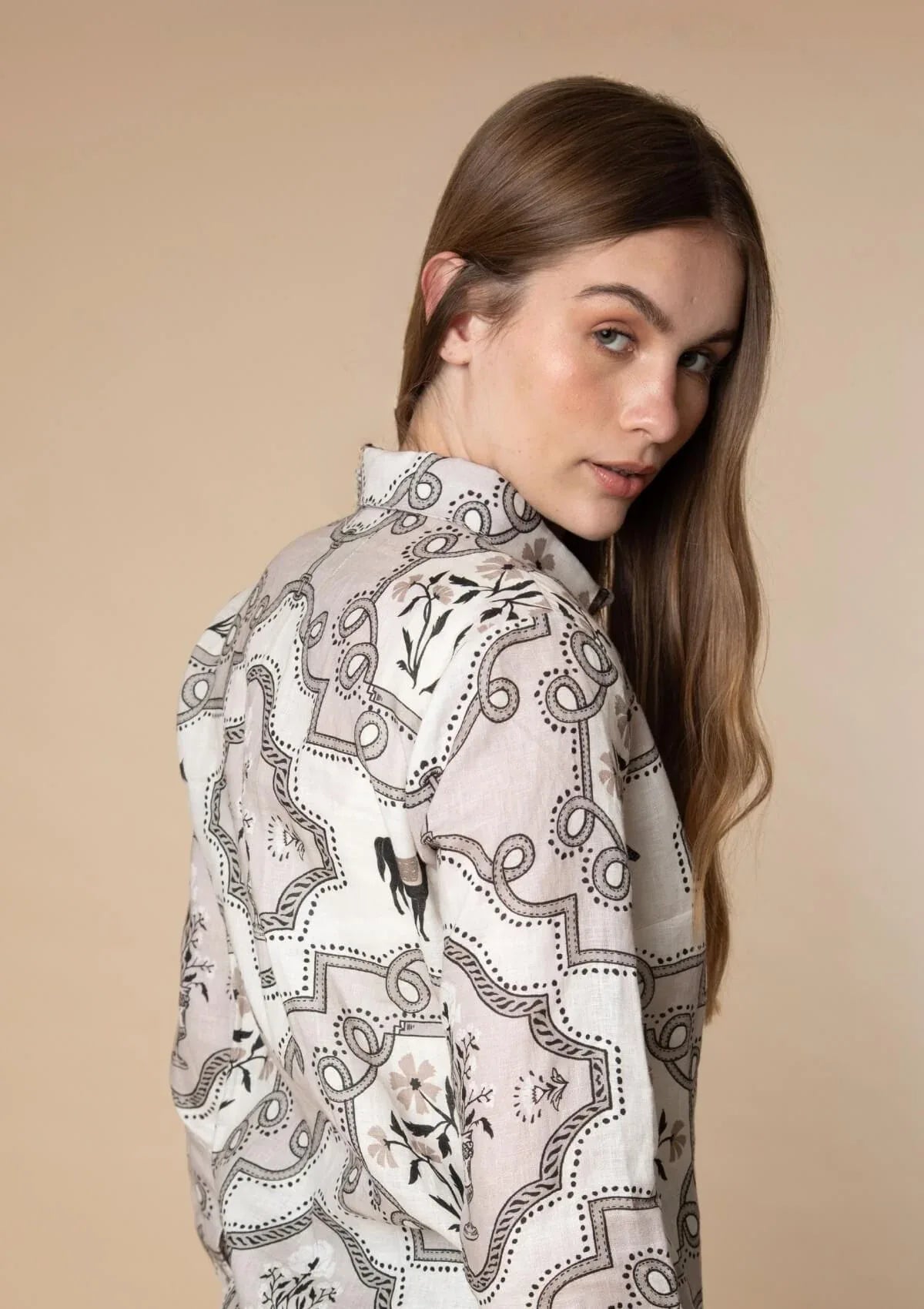 Basic Linen Shirt | Veranda Print - RönnerShirtXS