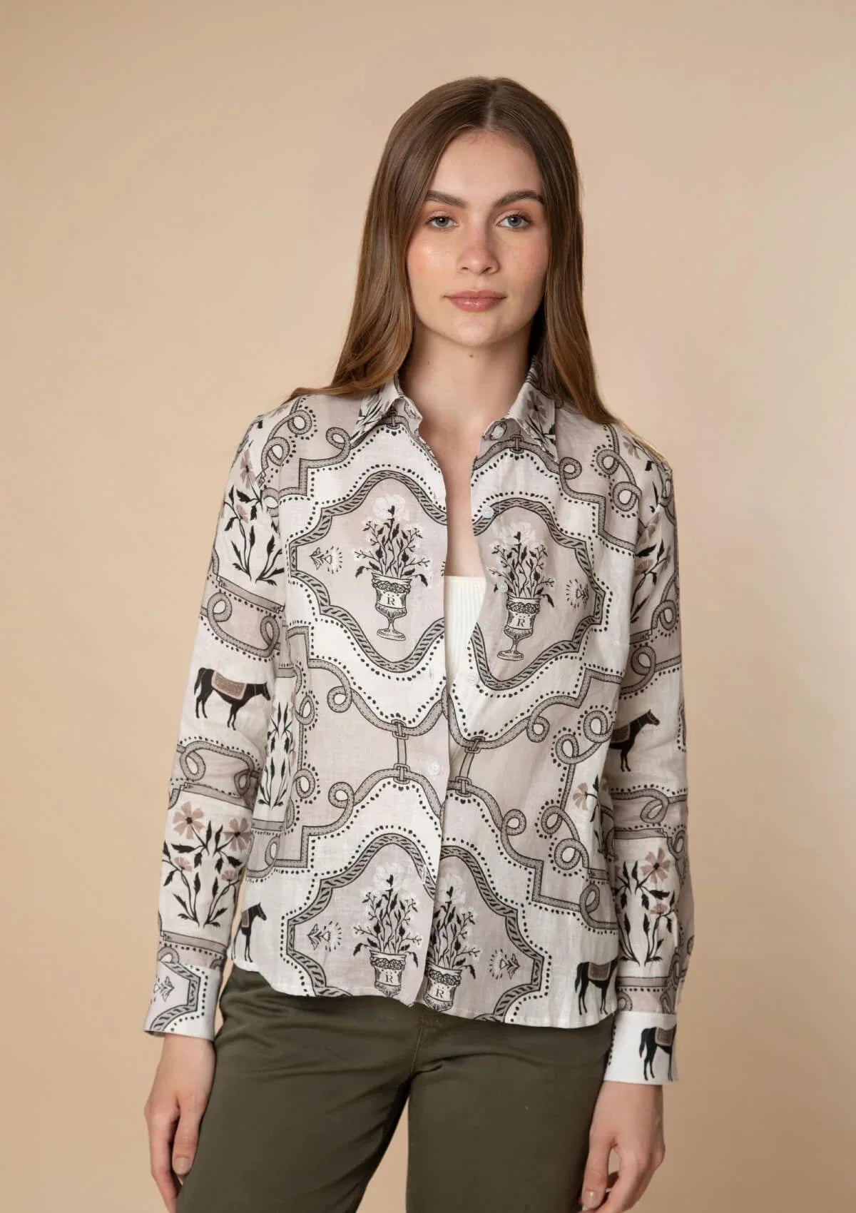 Basic Linen Shirt | Veranda Print - RönnerShirtXS