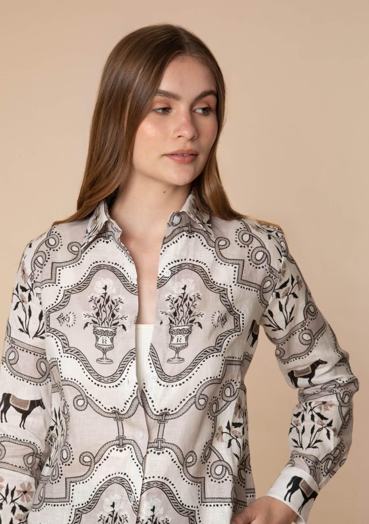 Basic Linen Shirt | Veranda Print - RönnerShirtXS