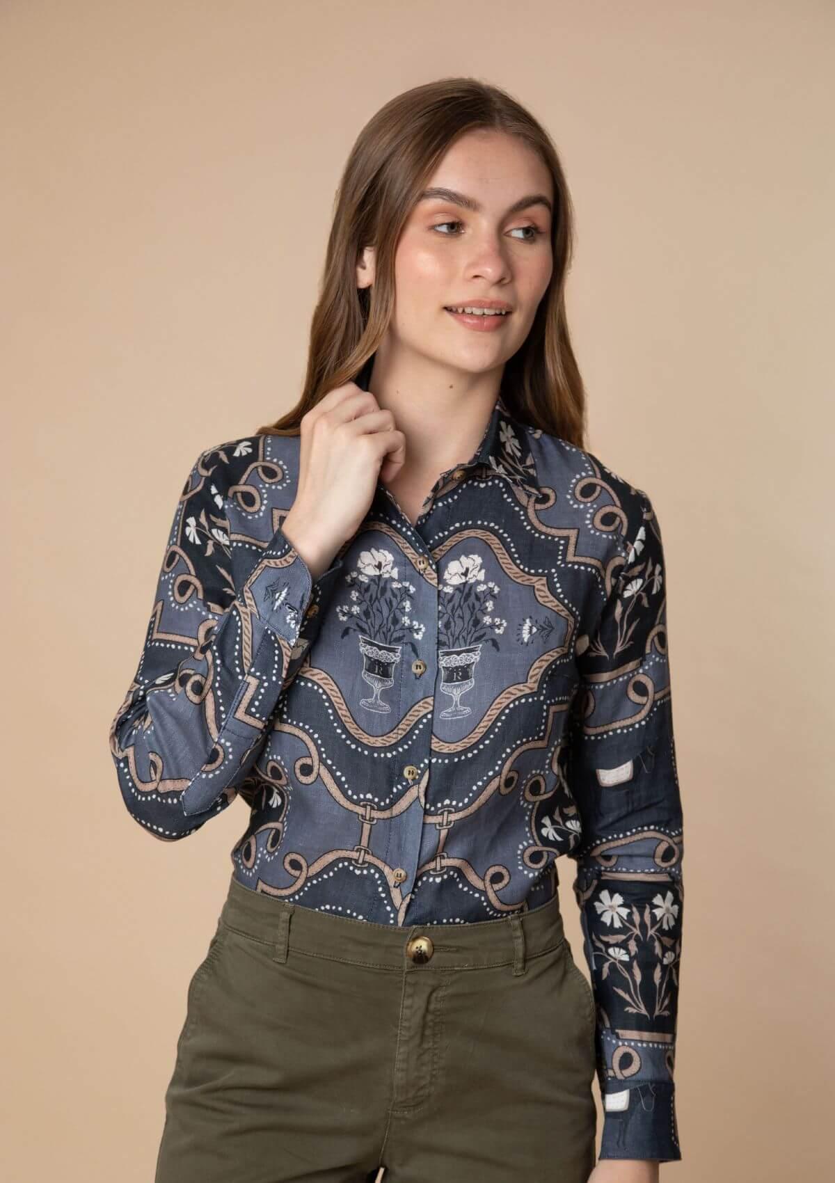 Basic Linen Shirt | Veranda Print - RönnerShirtXS