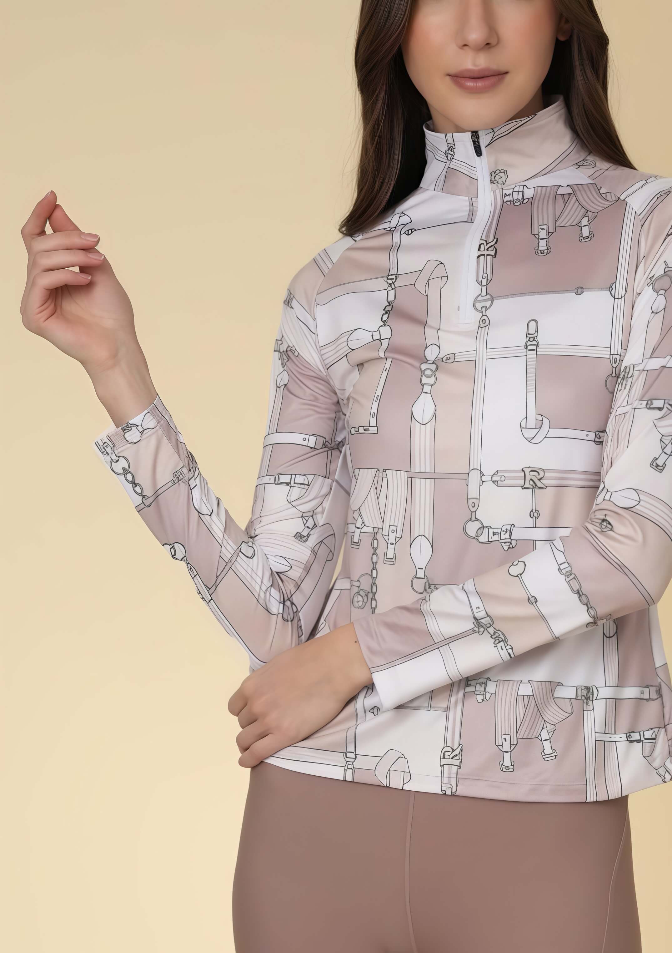 Bliss Q-Zip | Long Sleeve | Jubilea Print | Cream