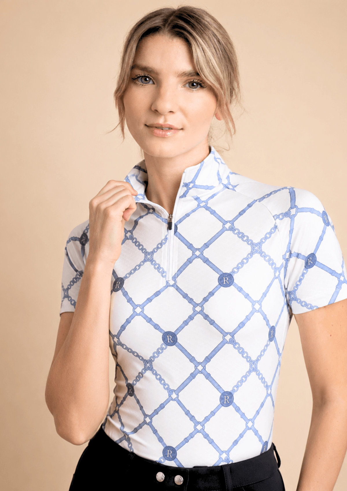 Bliss Quarter - Zip | Short Sleeve | Beltina Print | Blue - RönnerShirtXS