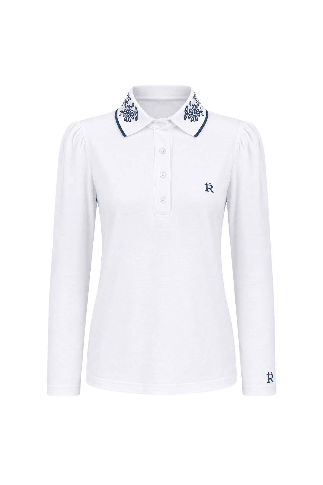 Briar | Embroidered Polo-Shirt | Long Sleeve - RönnerPolo ShirtWhite