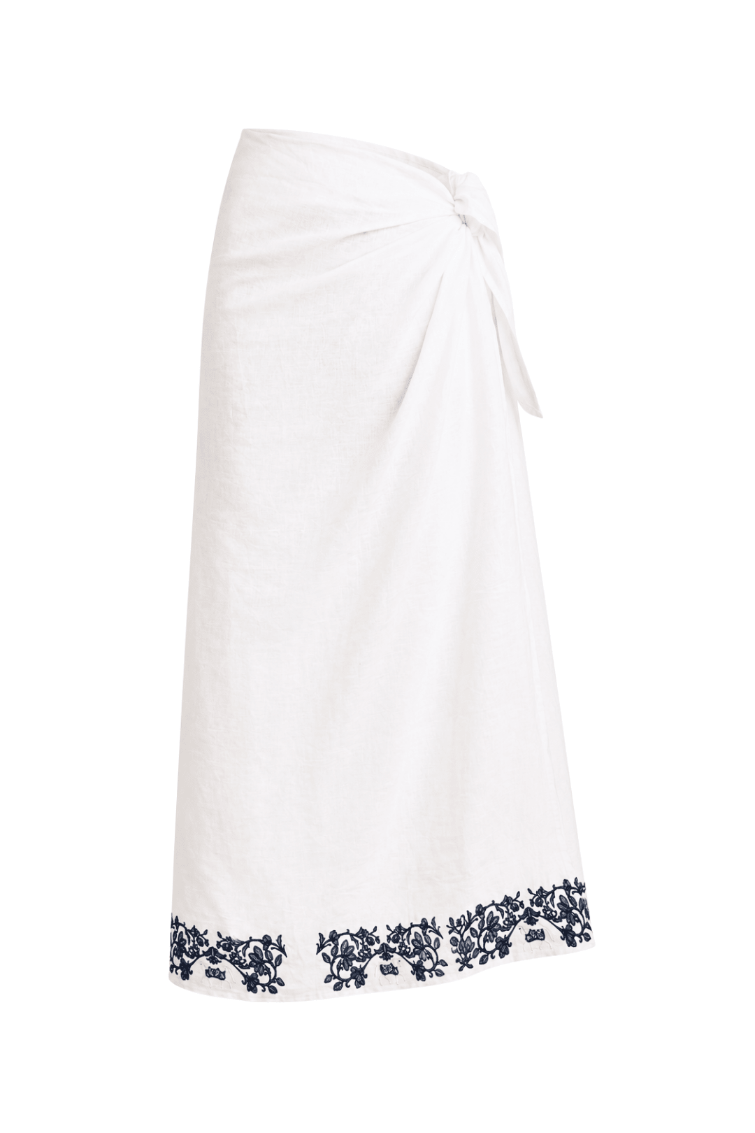 Bridle Botanica Embroidered Linen Pareo - RönnerSwimwearWhite & Navy Horses