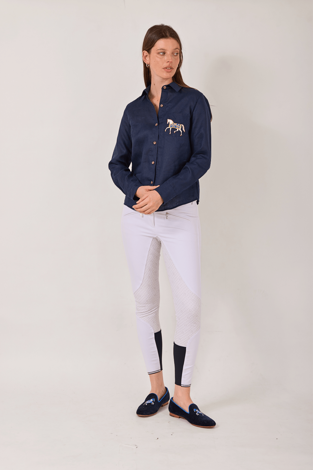 Campera Embroidered Linen Shirt - RönnerNavy