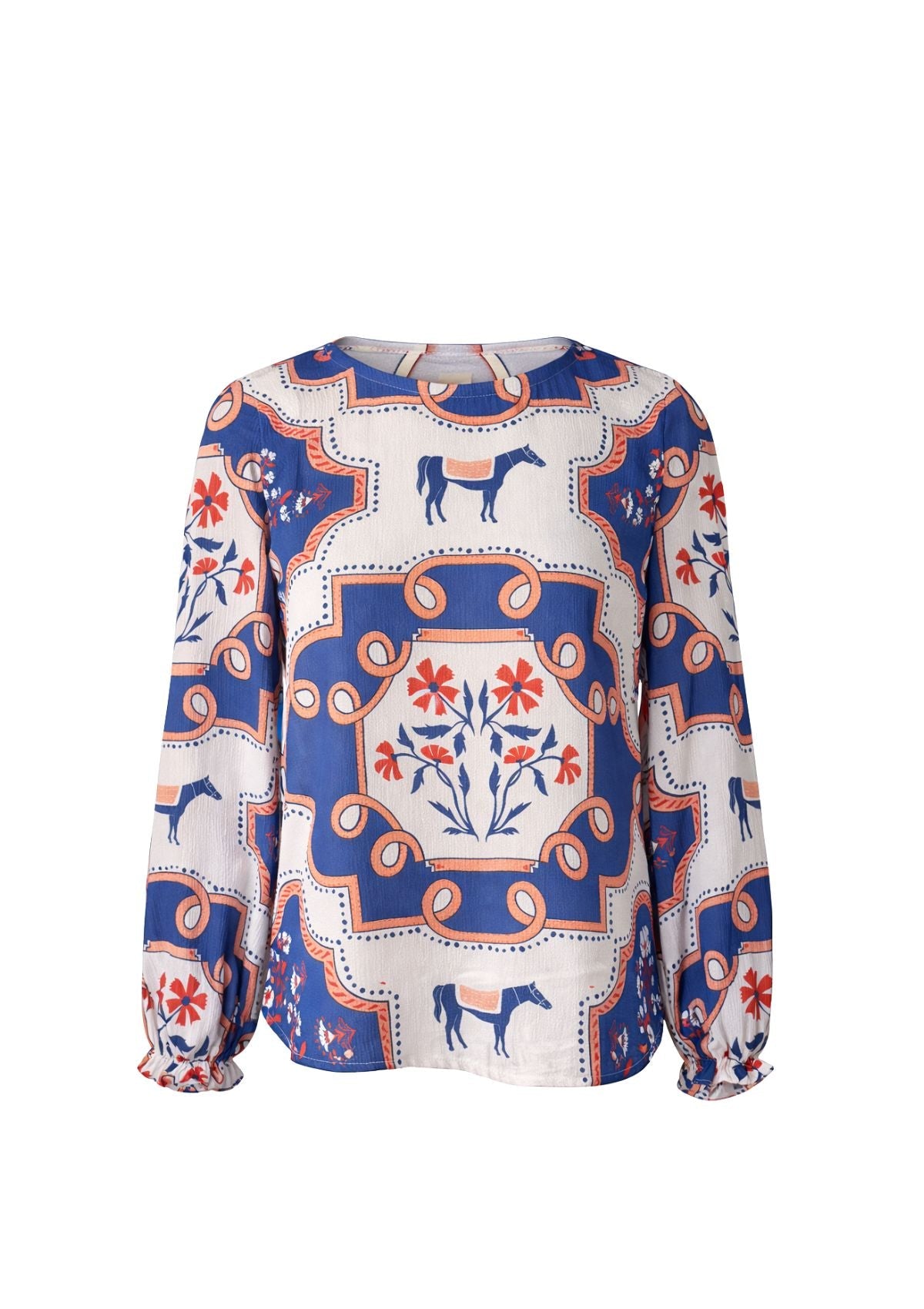 Caravelle Blouse | Veranda Print | Cream & Blue - RönnerS
