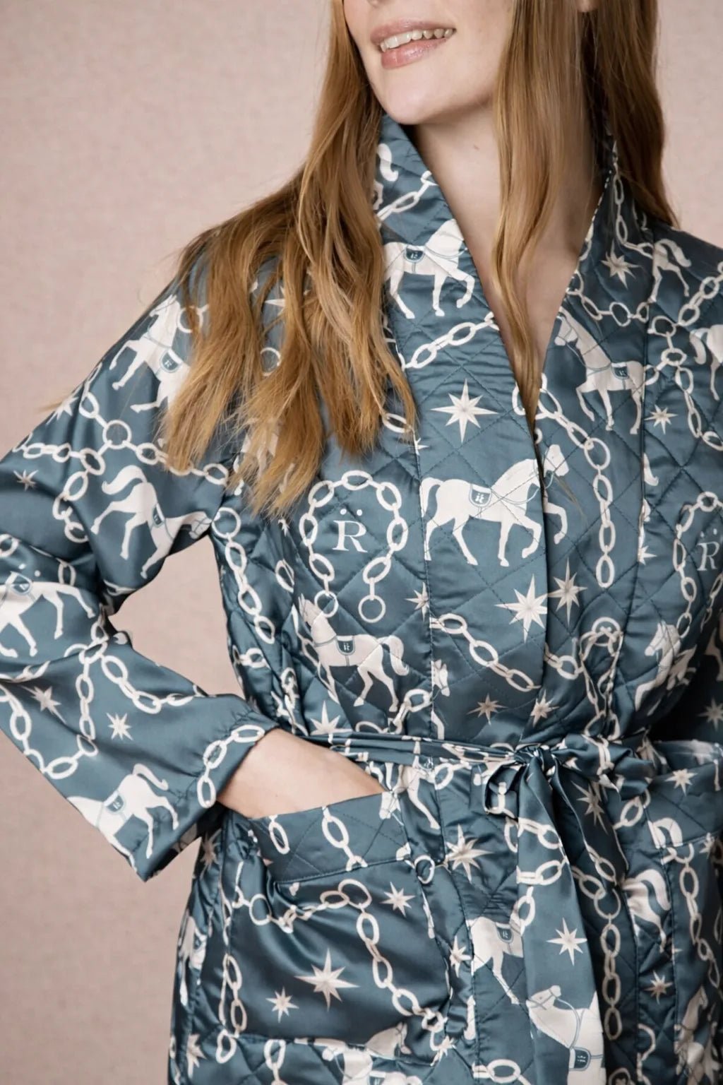 Celeste Quilted Robe | Long Sleeve | Magical Horse Print | Evergreen - RönnerPijama SetXS