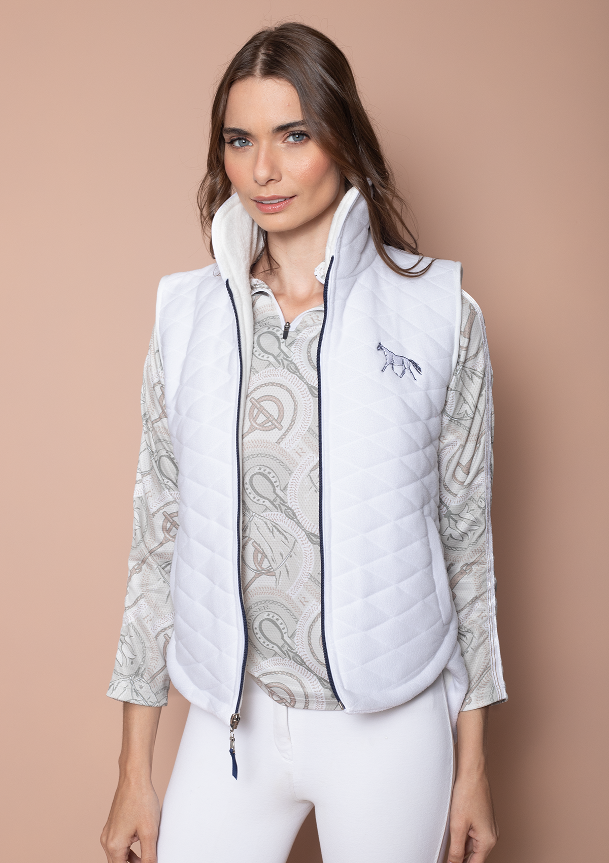 Quilted Fleece Vest | White