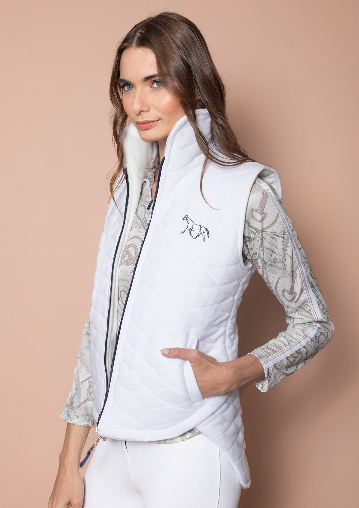 Quilted Fleece Vest | White