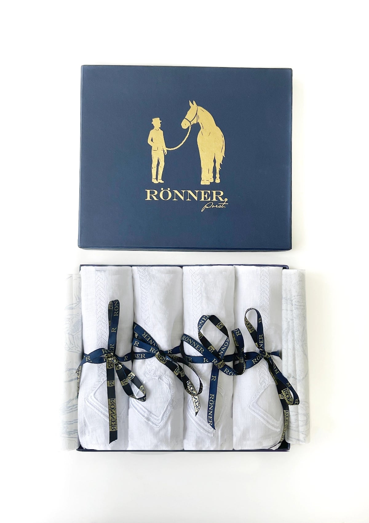 Embroidered Dinner Napkins Horses | White | Set of 4 - Rönner