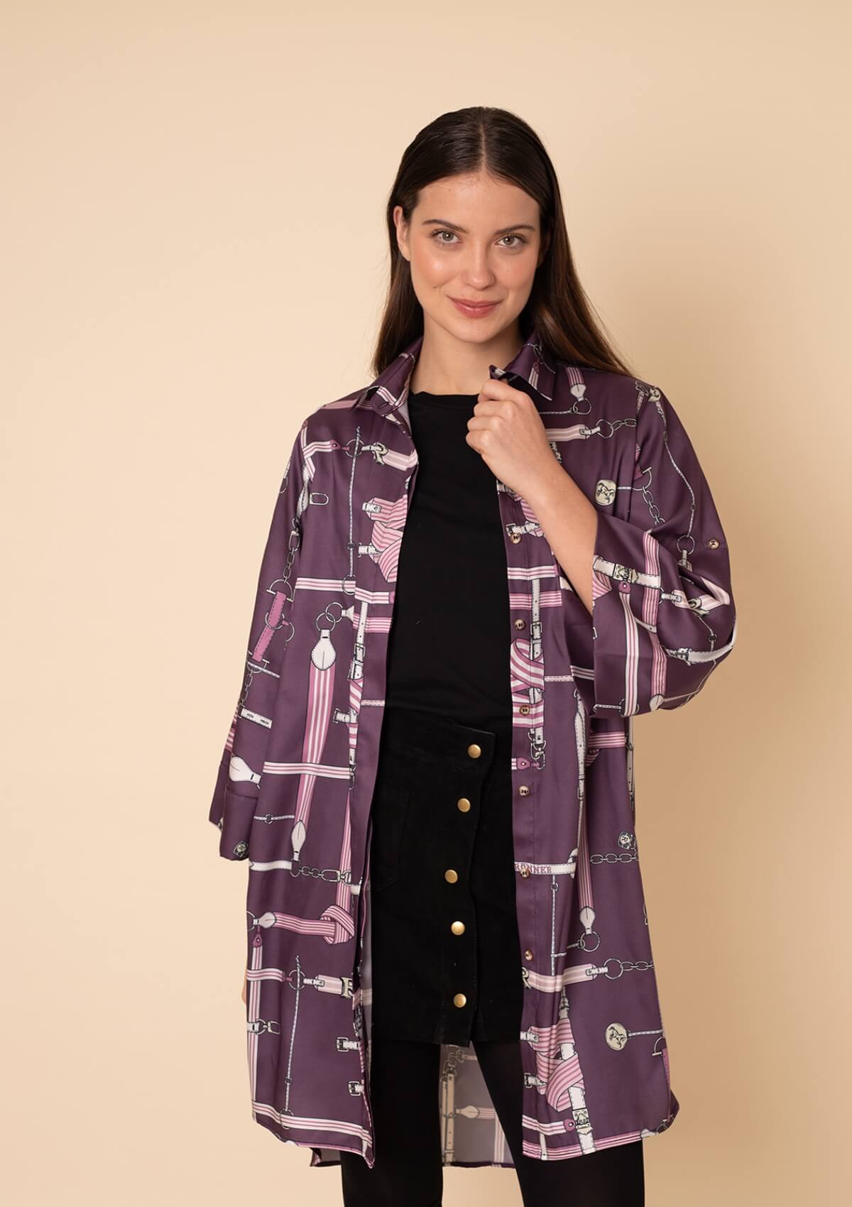Colette Shirt - Dress | Jubilea Print | Bordeaux - RönnerShirtXS