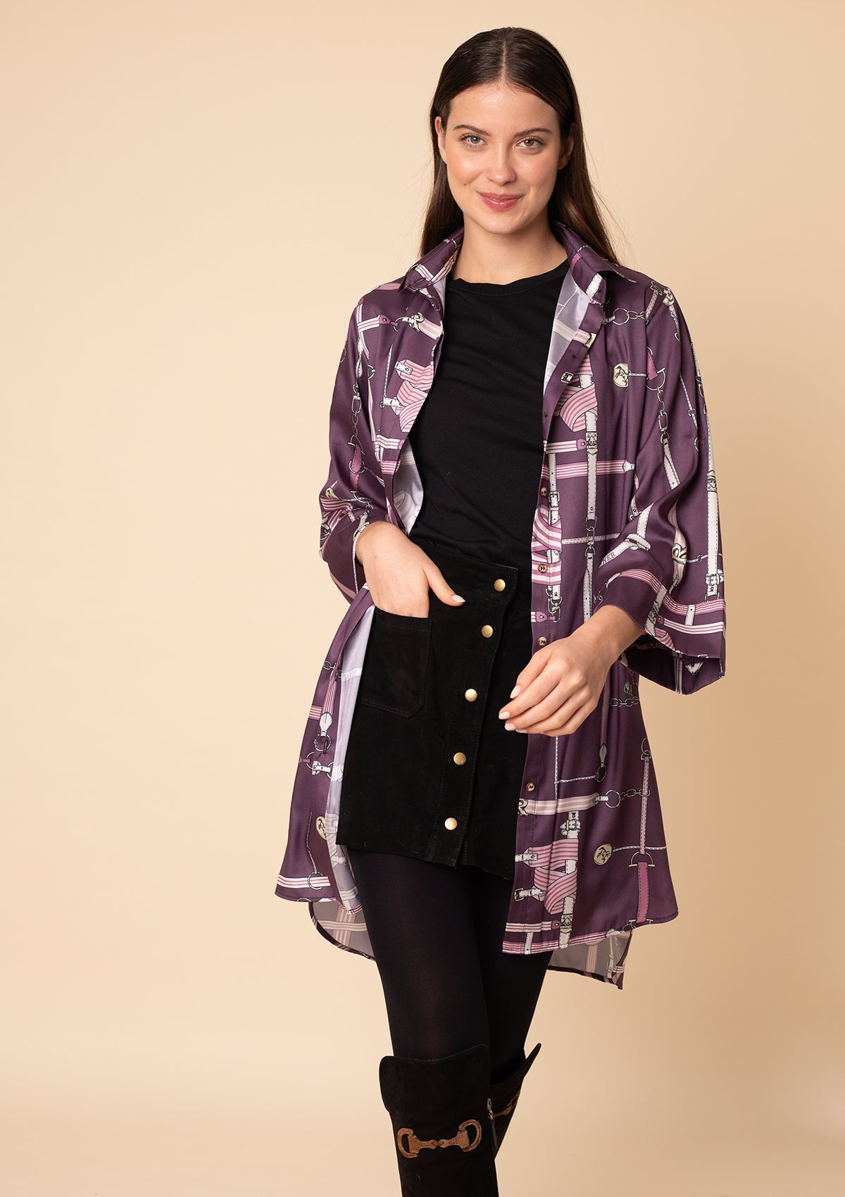 Colette Shirt - Dress | Jubilea Print | Bordeaux - RönnerShirtXS