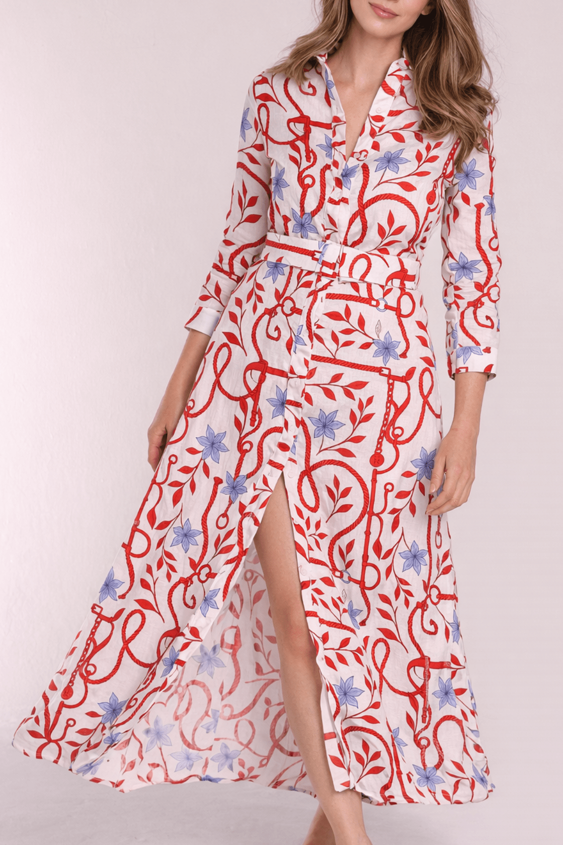 Dimache Linen Dress | Nautical Equestrian Print - RönnerDressXS