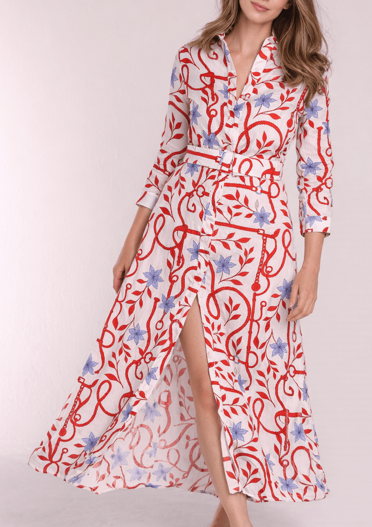 Dimache Linen Dress | Nautical Equestrian Print - RönnerDressXS