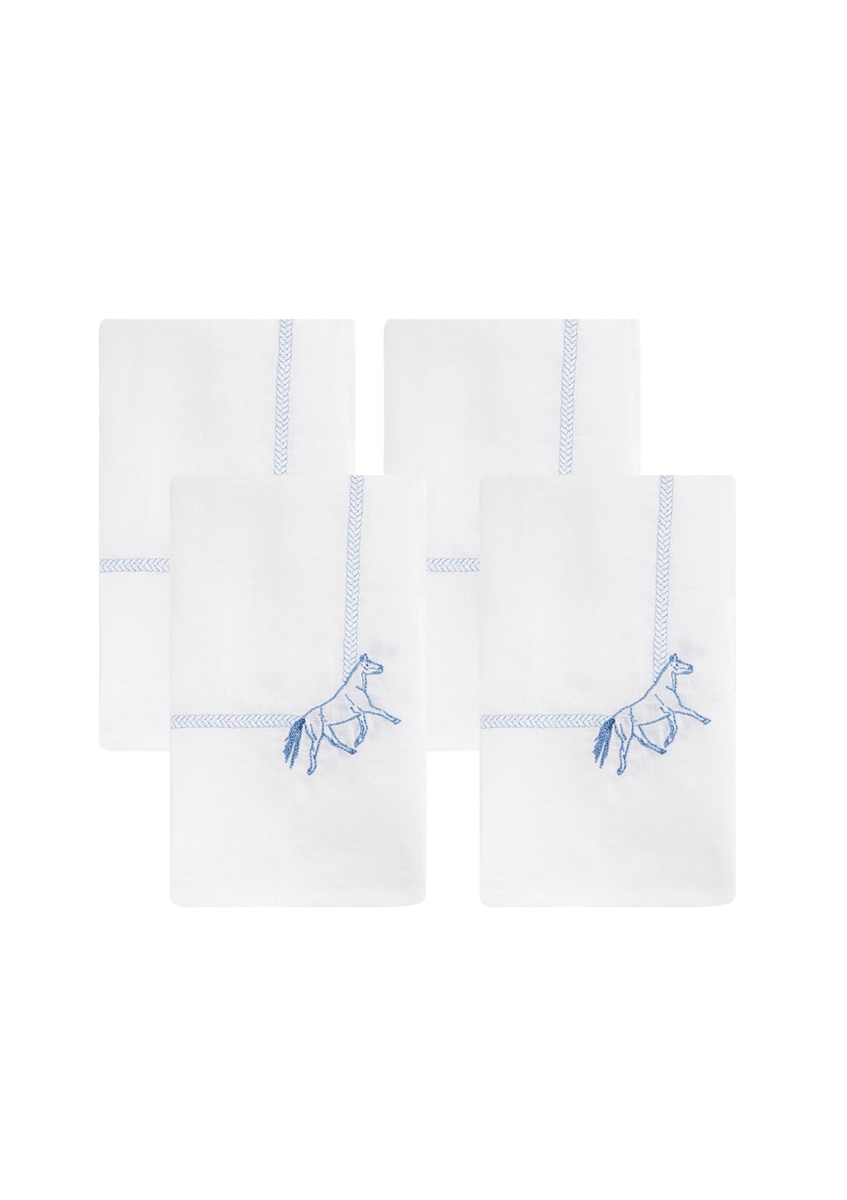 Embroidered Dinner Napkins Horses | Blue | Set of 4 - Rönner