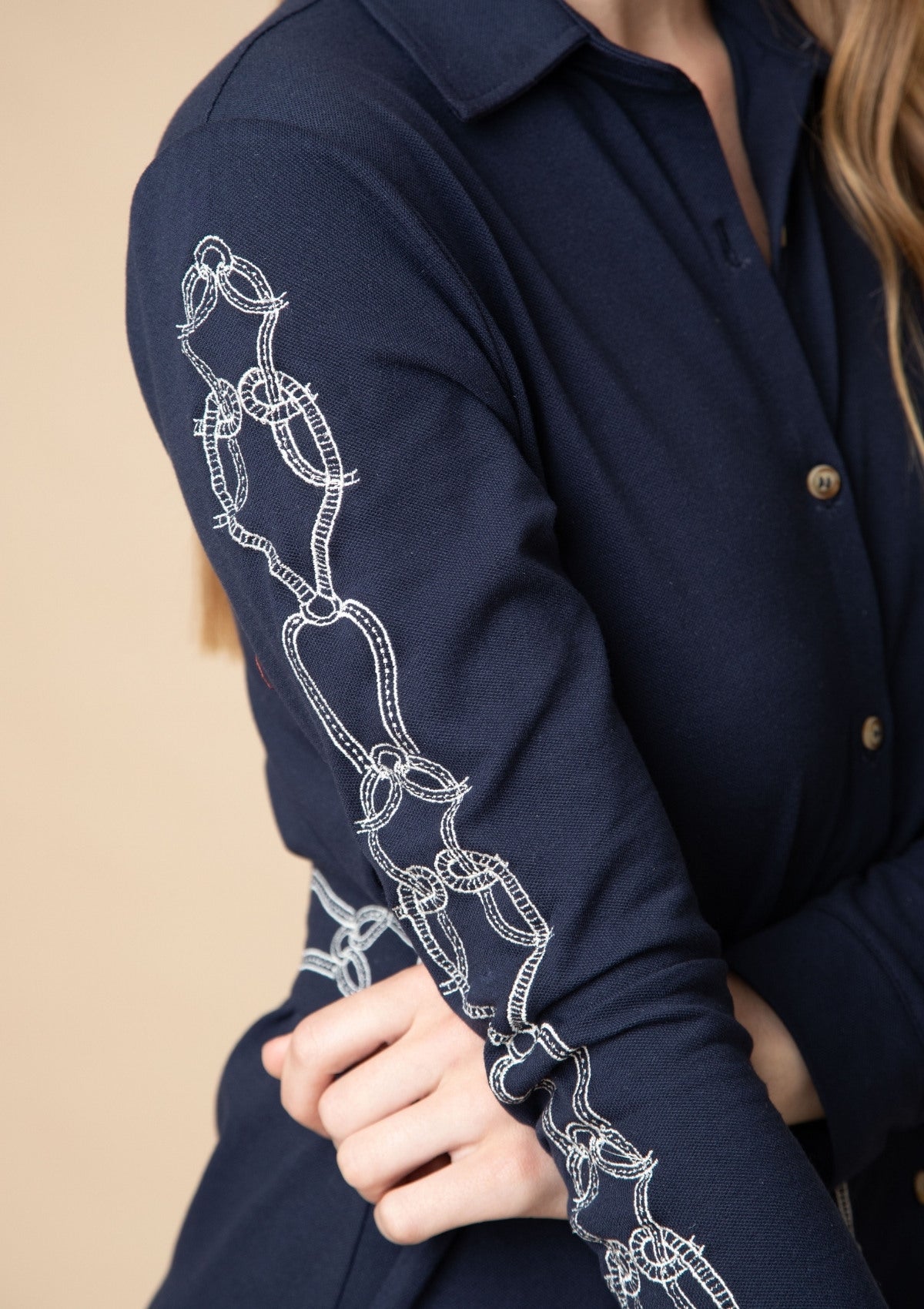 Elise Embroidered Dress | Navy - RönnerDressXS