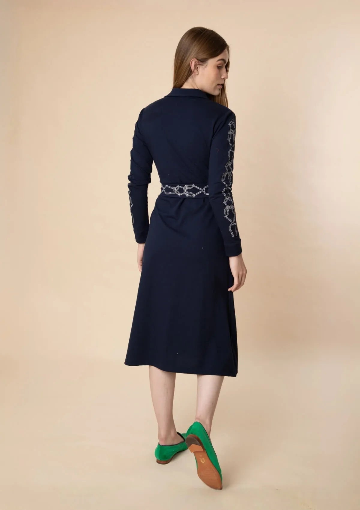 Elise Embroidered Dress | Navy - RönnerDressXS
