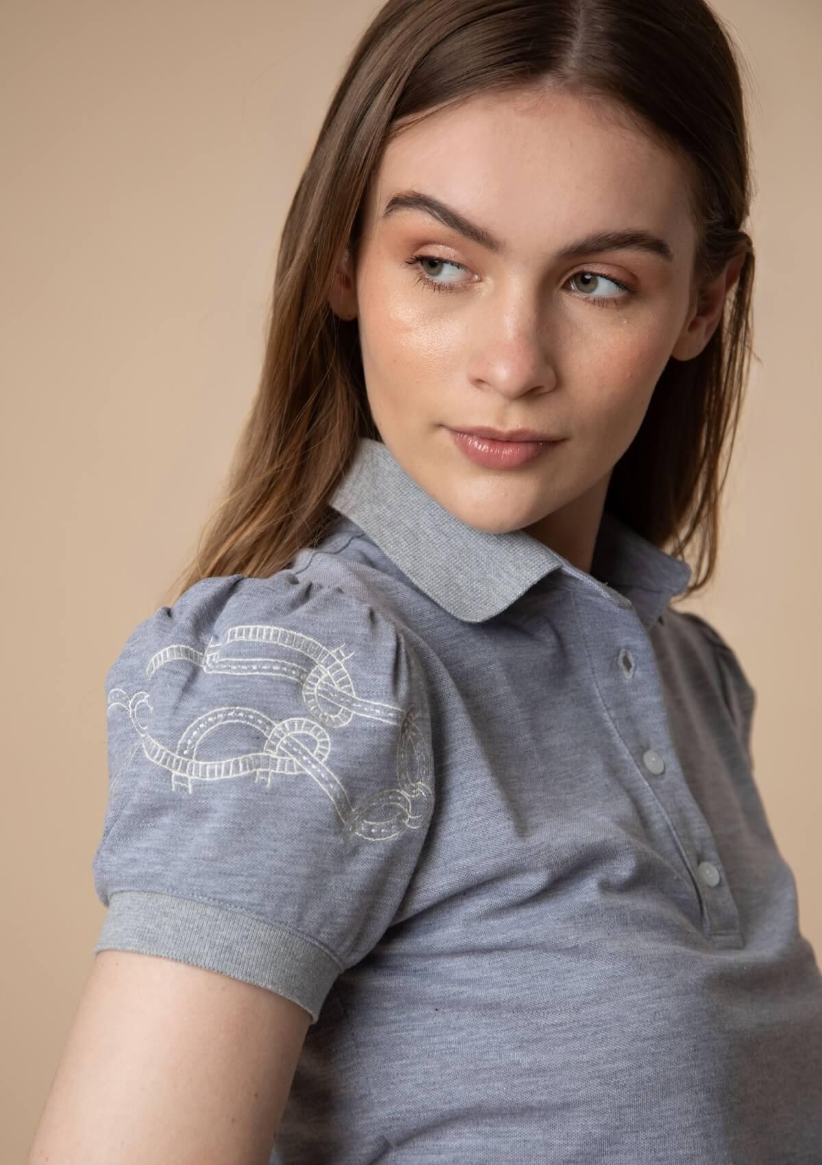 Elise Polo | Short Sleeves Embroidered | Grey - RönnerPolo ShirtXS