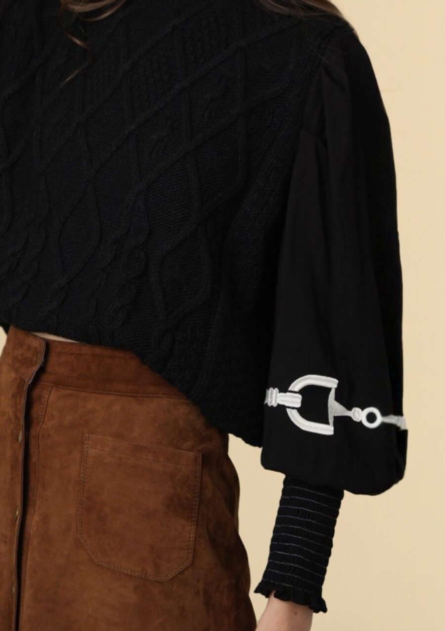 Ellie Cable Knit Sweater | Embroidered - RönnerSweaterXS