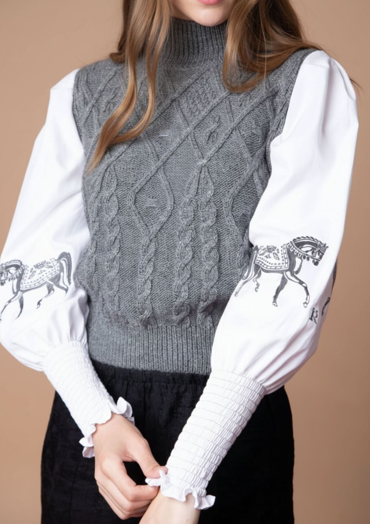Ellie Cable Knit Sweater | Embroidered - RönnerSweaterXS