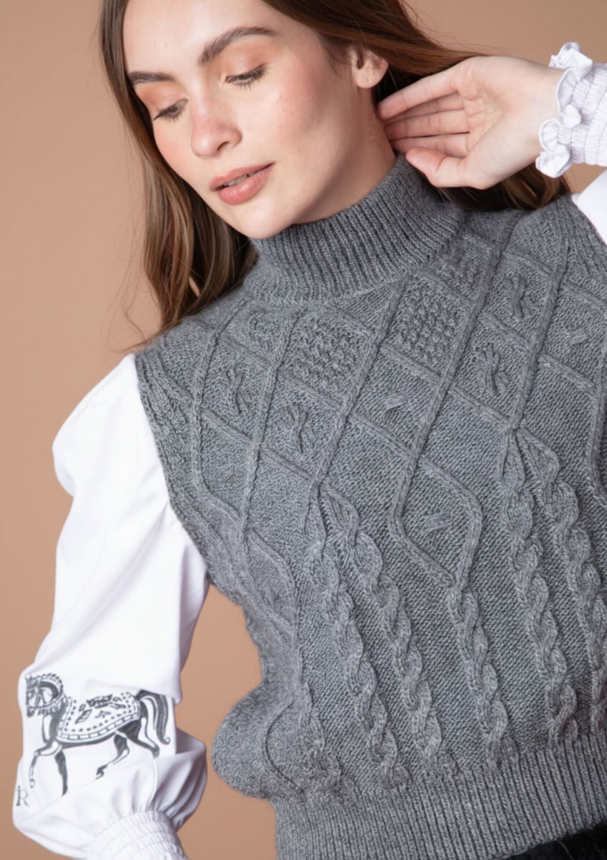 Ellie Cable Knit Sweater | Embroidered - RönnerSweaterXS