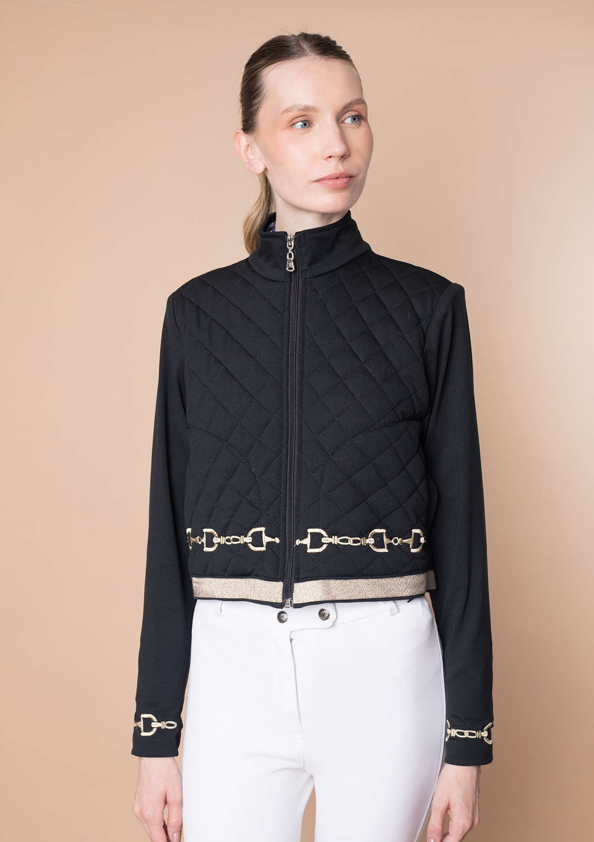 Ember Embroidered Cropped Zip Jacket | Black