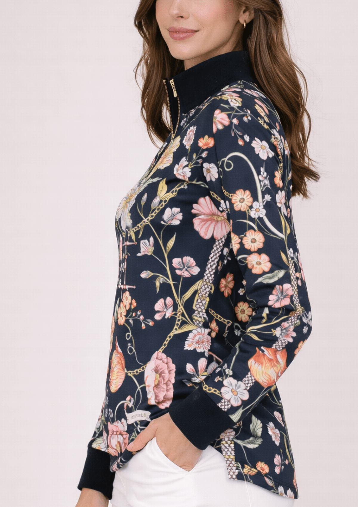 Emberly Q - Zip | Long Sleeve | Botany Print | Nocturne - RönnerQuarter ZipXS