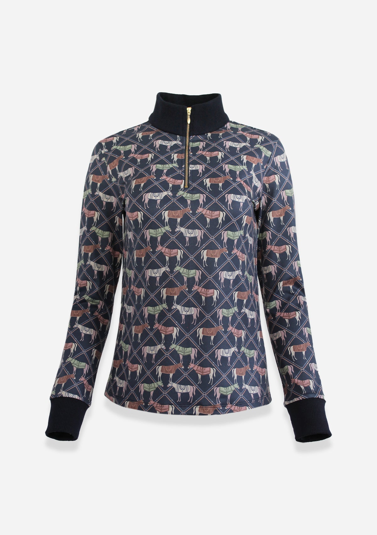 Emberly Quarter-Zip | Medium Weight Long Sleeve |  Victory Print | Nocturne