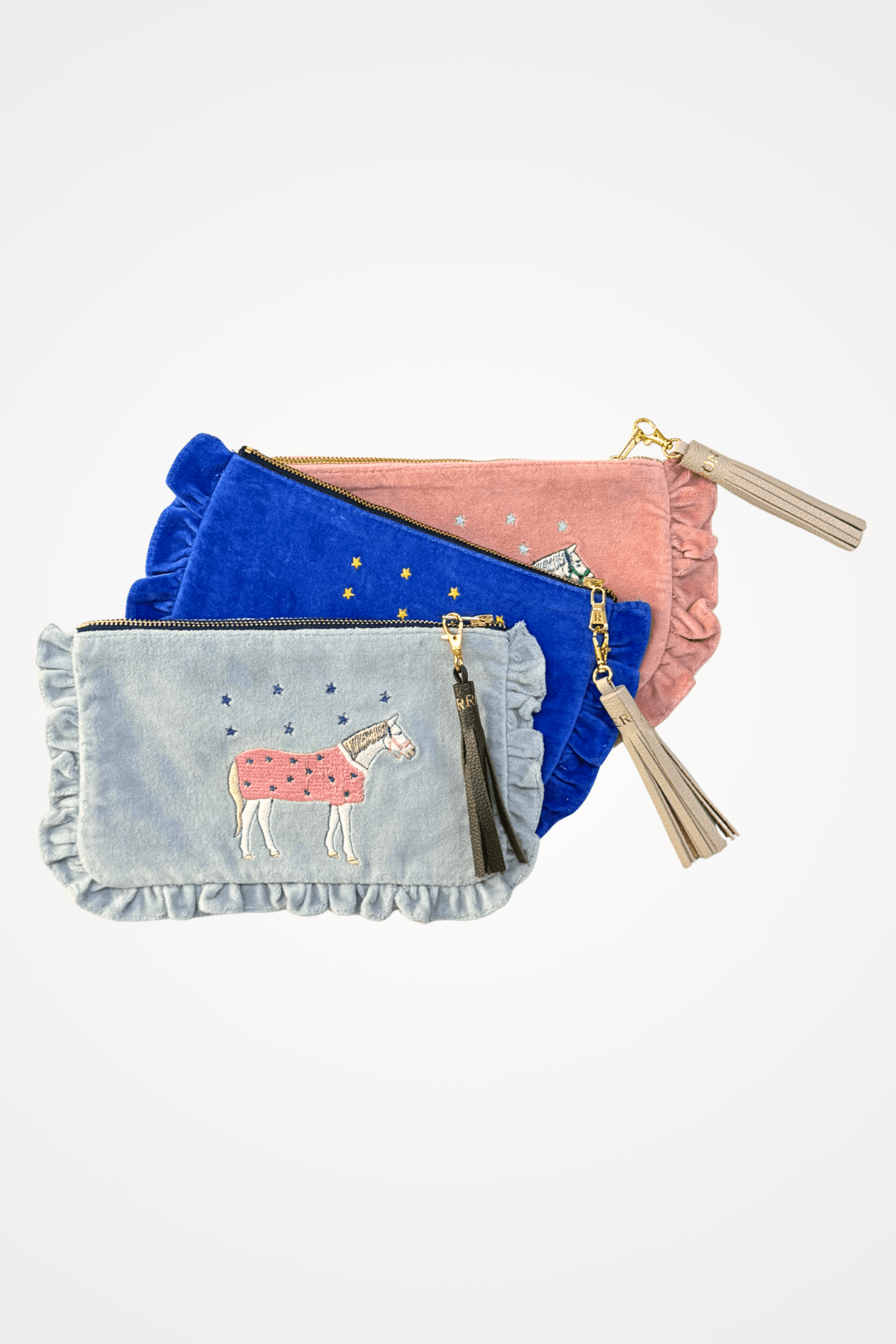 Embroidered Pouch | Lucky Horses | Small - RönnerPouchRoyal Blue