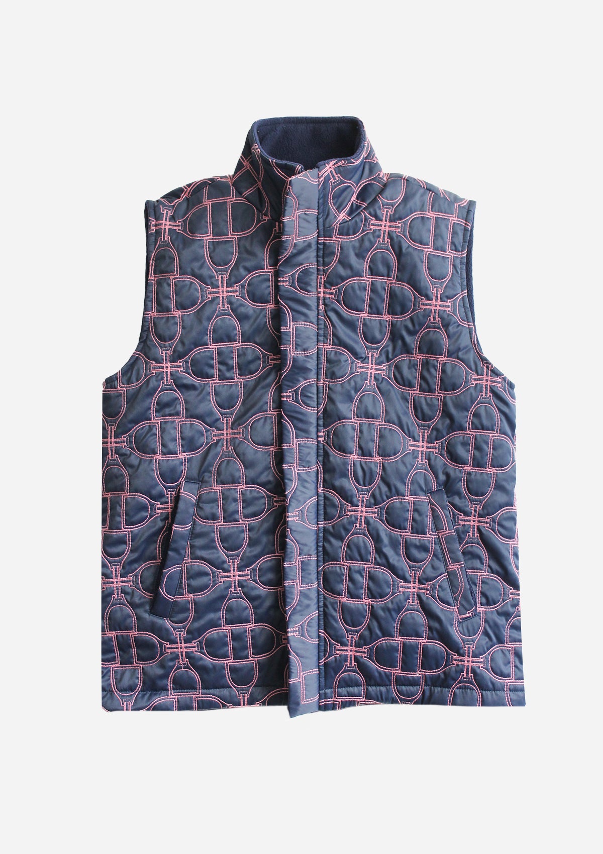 Embroidered Vest | Navy & Pink