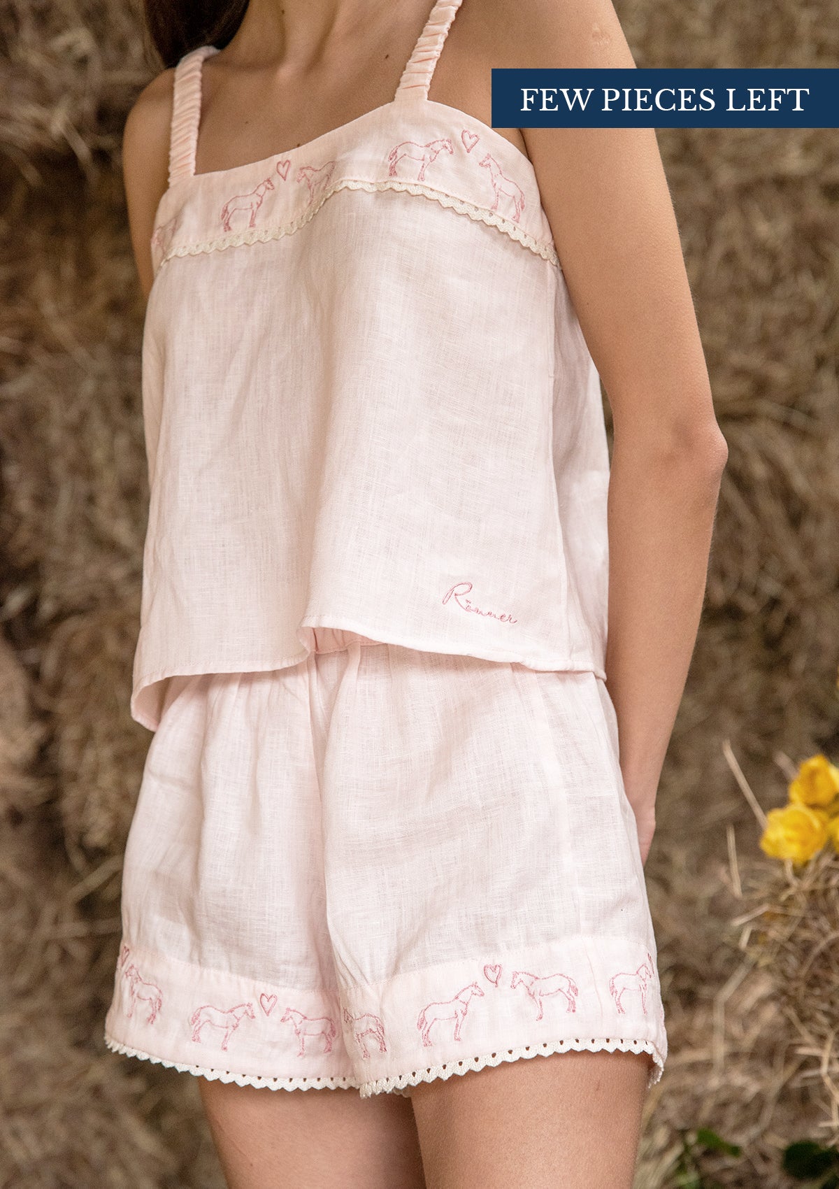 Equest Linen Pajama Set | Shell Pink | Equestrian Sleepwear Collection