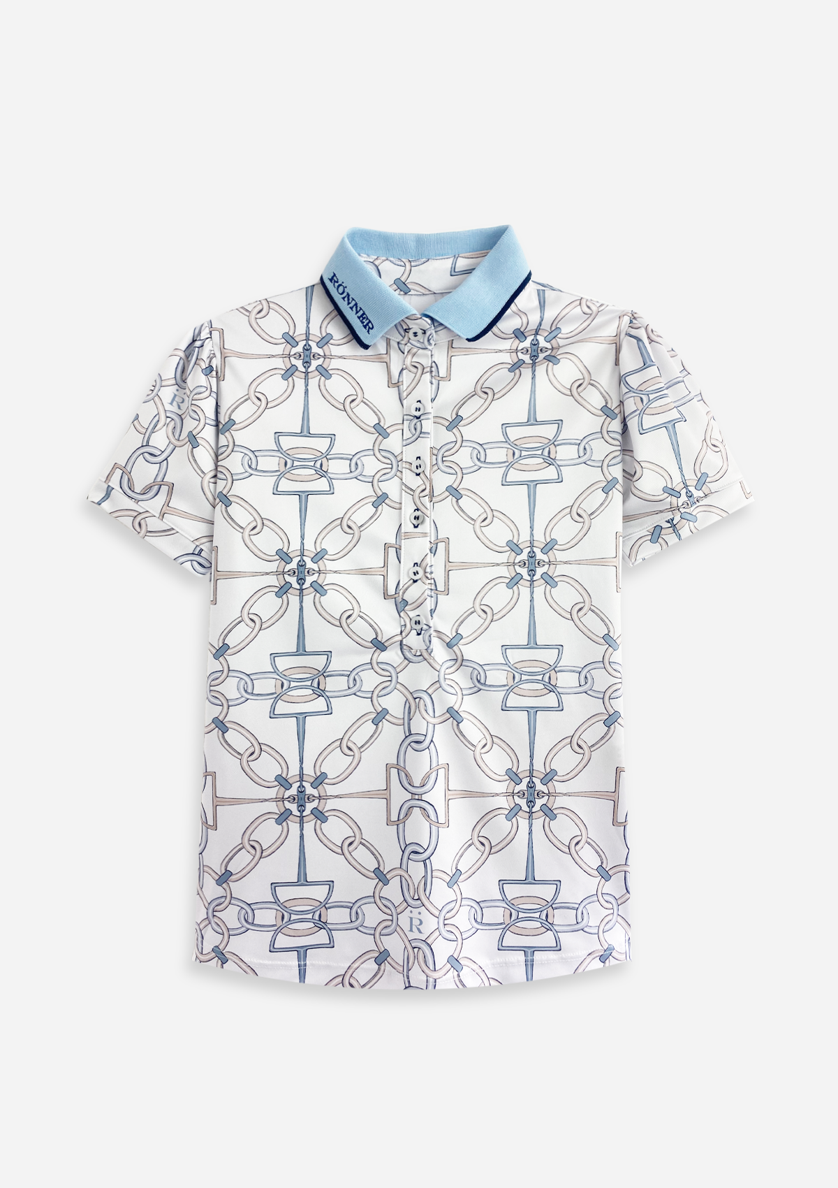 Olivia Polo-Shirt Short Sleeve | Chainlink Print | Powder