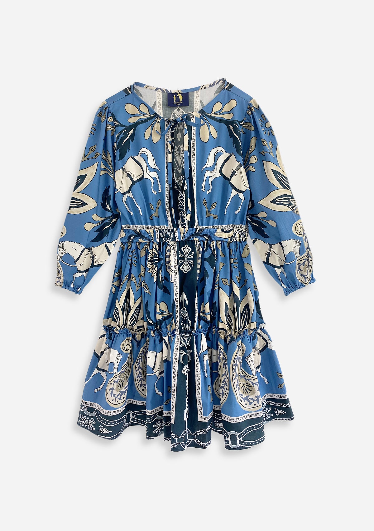 Evangeline Cotton Dress - Lilyrose Print | Cobalt