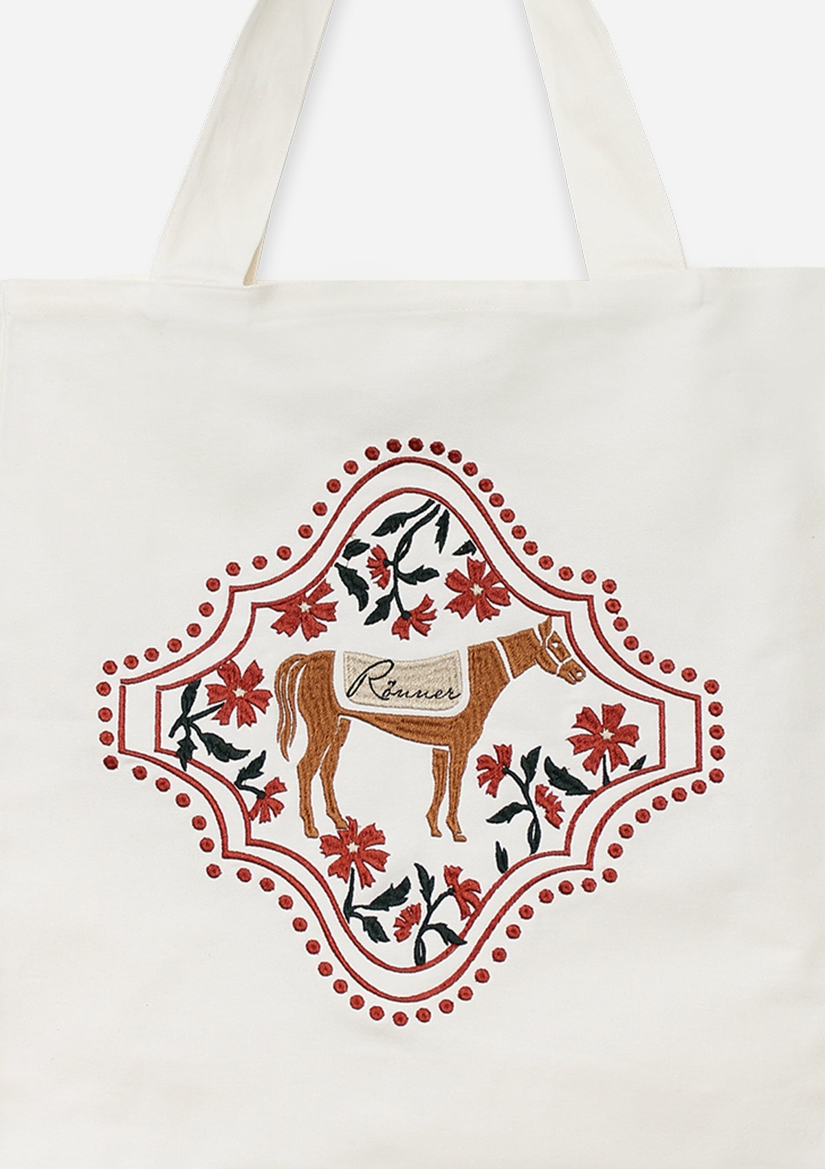 Floral Horses Cotton Tote | Terracotta - Rönner