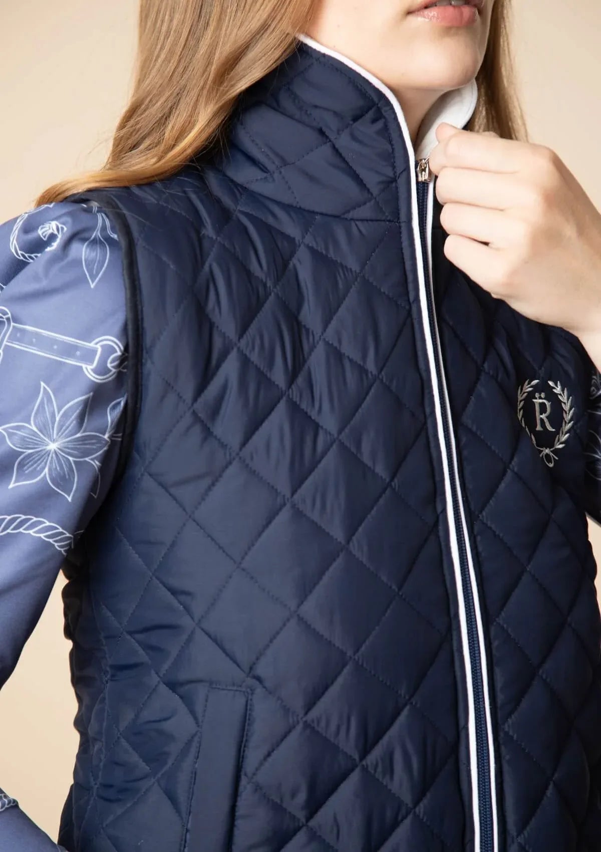 Florence Barn Vest | Embroidered | Navy - RönnerVestXS