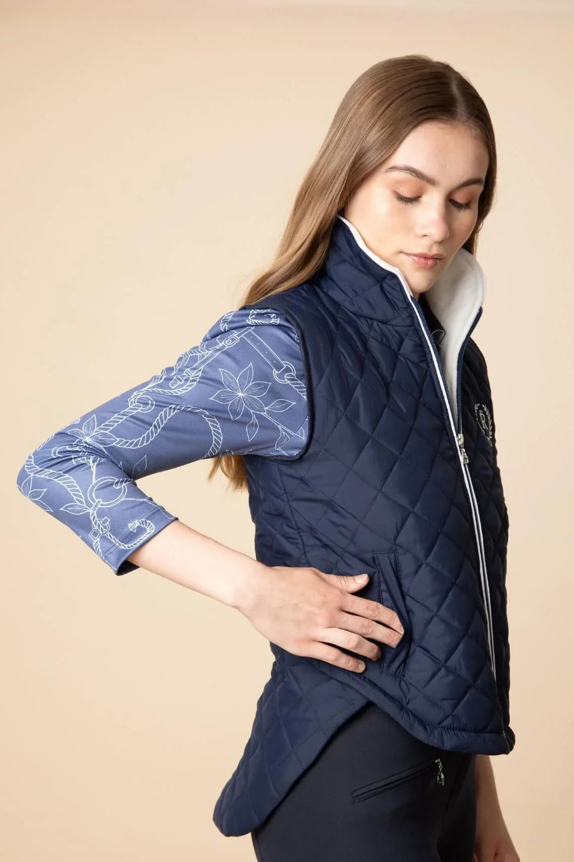 Florence Barn Vest | Embroidered | Navy - RönnerVestXS