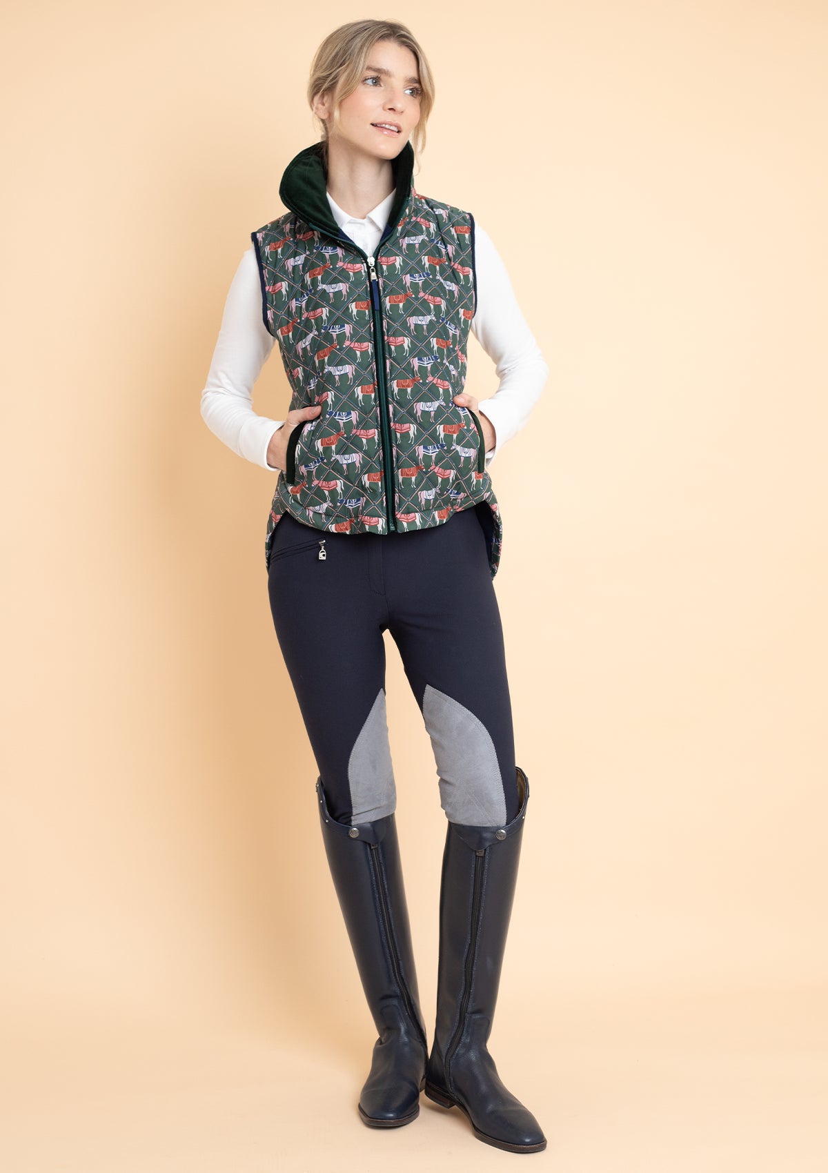 Florence Quilted Vest | Victory Print | Sage