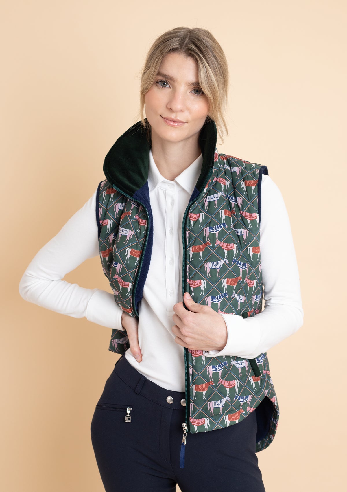 Florence Quilted Vest | Victory Print | Sage