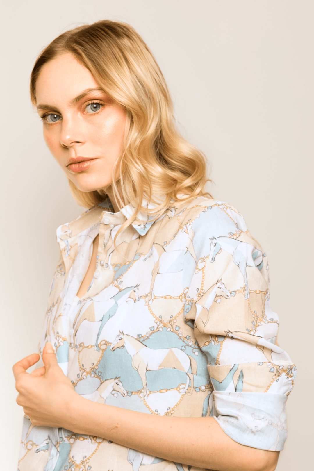 Geo Horses Basic Linen Shirt - RönnerPastel