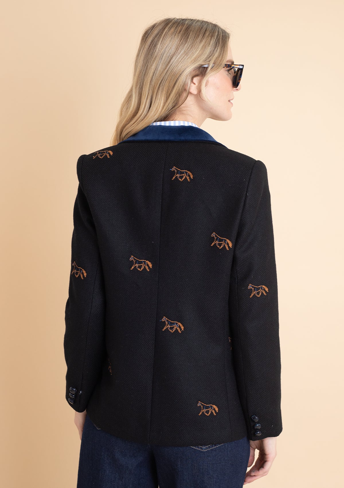Cavaletti Blazer | Embroidered Italian Wool | Noir