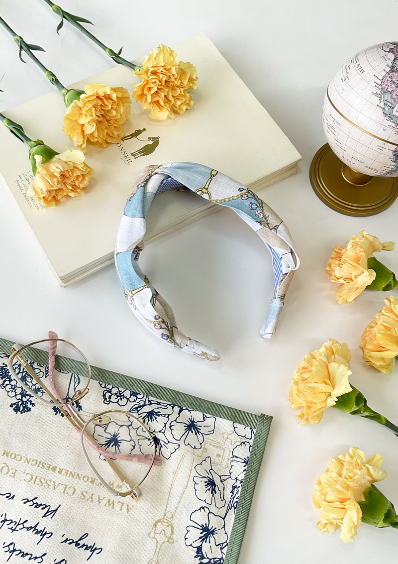 Printed Linen Knotted Headband | Geo Horses
