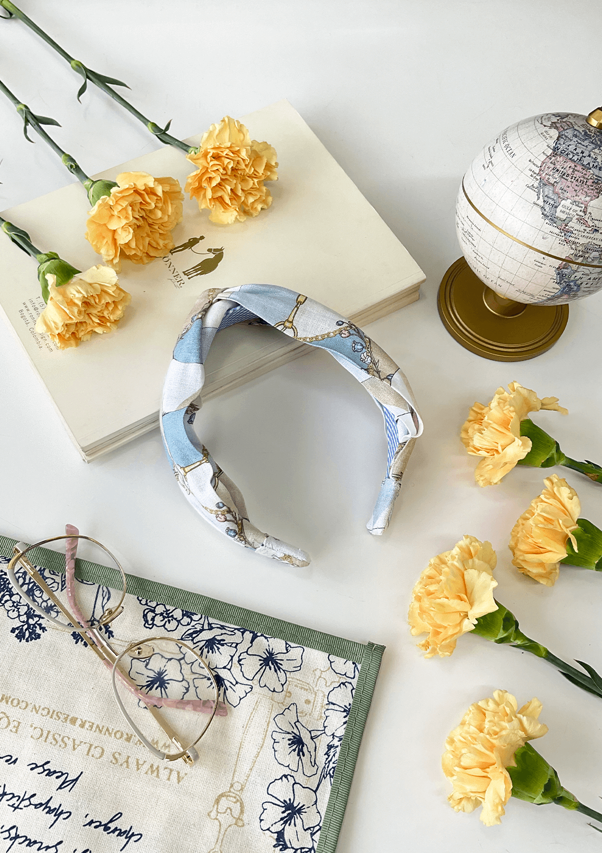 Printed Linen Knotted Headband | Geo Horses